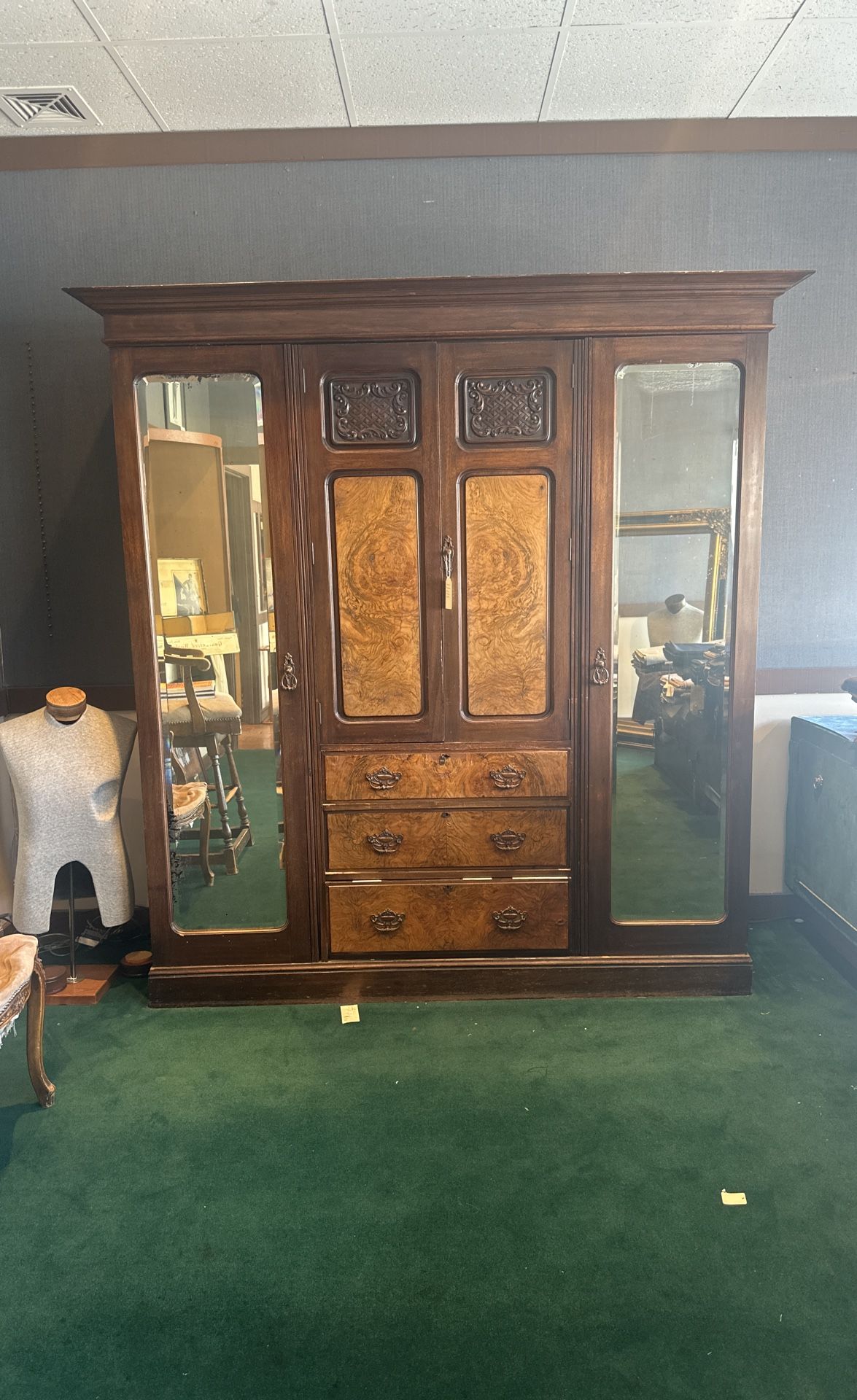 Antique Edwardian Walnut Armoire