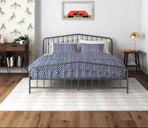 Novogratz Bushwick Metal Bed, King, Gunmetal Gray