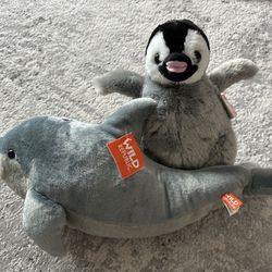 2 New Wild Republic Plush toys - penguin & dolphin