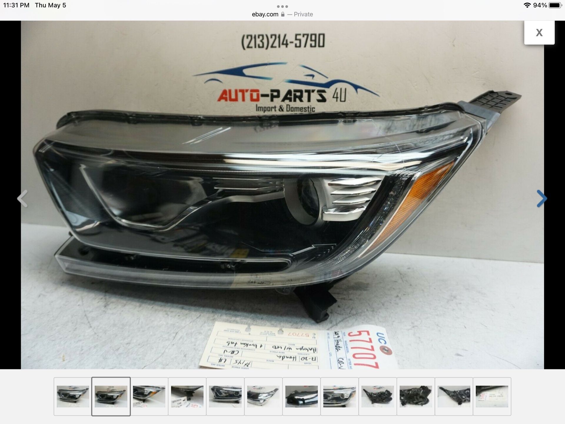 2017 - 2020 HONDA CRV CR-V LEFT DRIVER HALOGEN LED HEADLIGHT 2018 - 2019 OEM UC57707