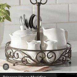 Princess house condimentero de metal azucarera cremera 2 saleros