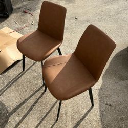 32.4"H Modern Upholstered Dining Chairs, Faux Leather Back with Steel Legs for Kitchen, Dining, Living, Reception, Office Guest Chairs, and Outdoor
