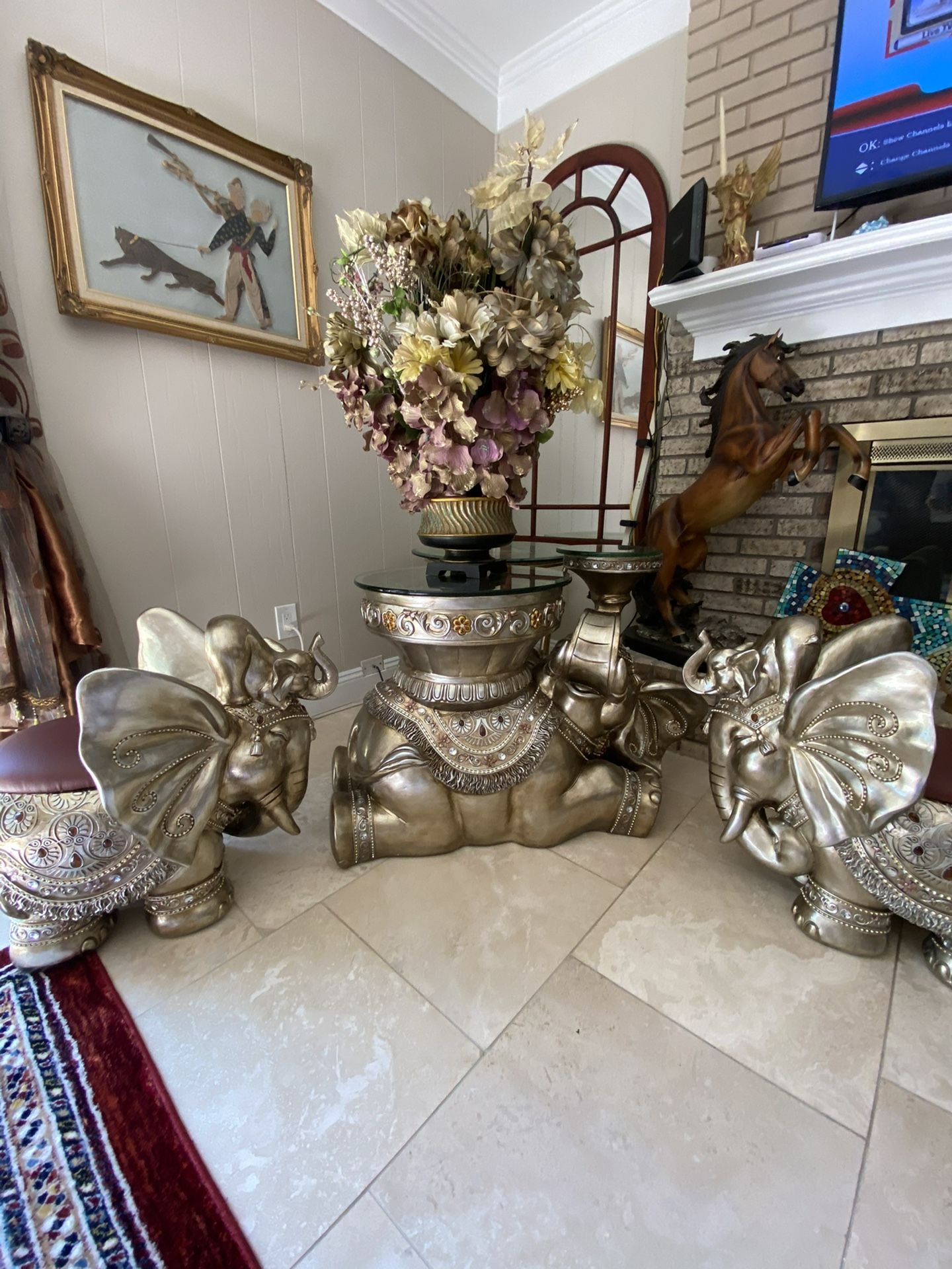 Very gorgeous elephant coffee table set and a storage
