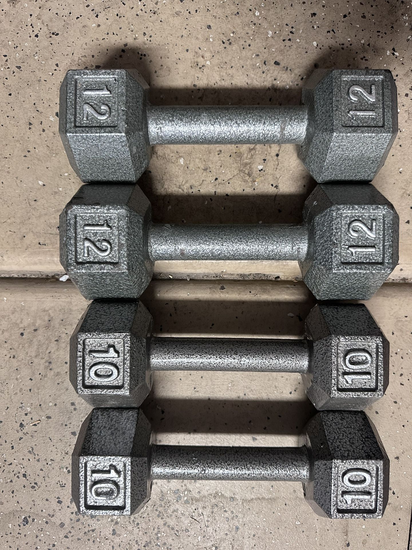 Cast Hex Dumbbells 2-12lbs 2-10lbs $40