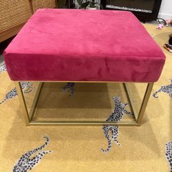 Joybird Pink Velvet Ottoman
