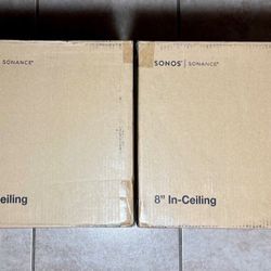 Sonos 8” In Ceiling Speakers.  4 Speakers.  2 Pairs.  Brand New Sealed.  Include Warranty.    
