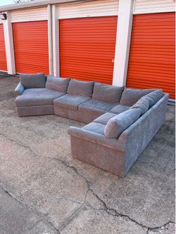 Plush Grey Sectional Couch