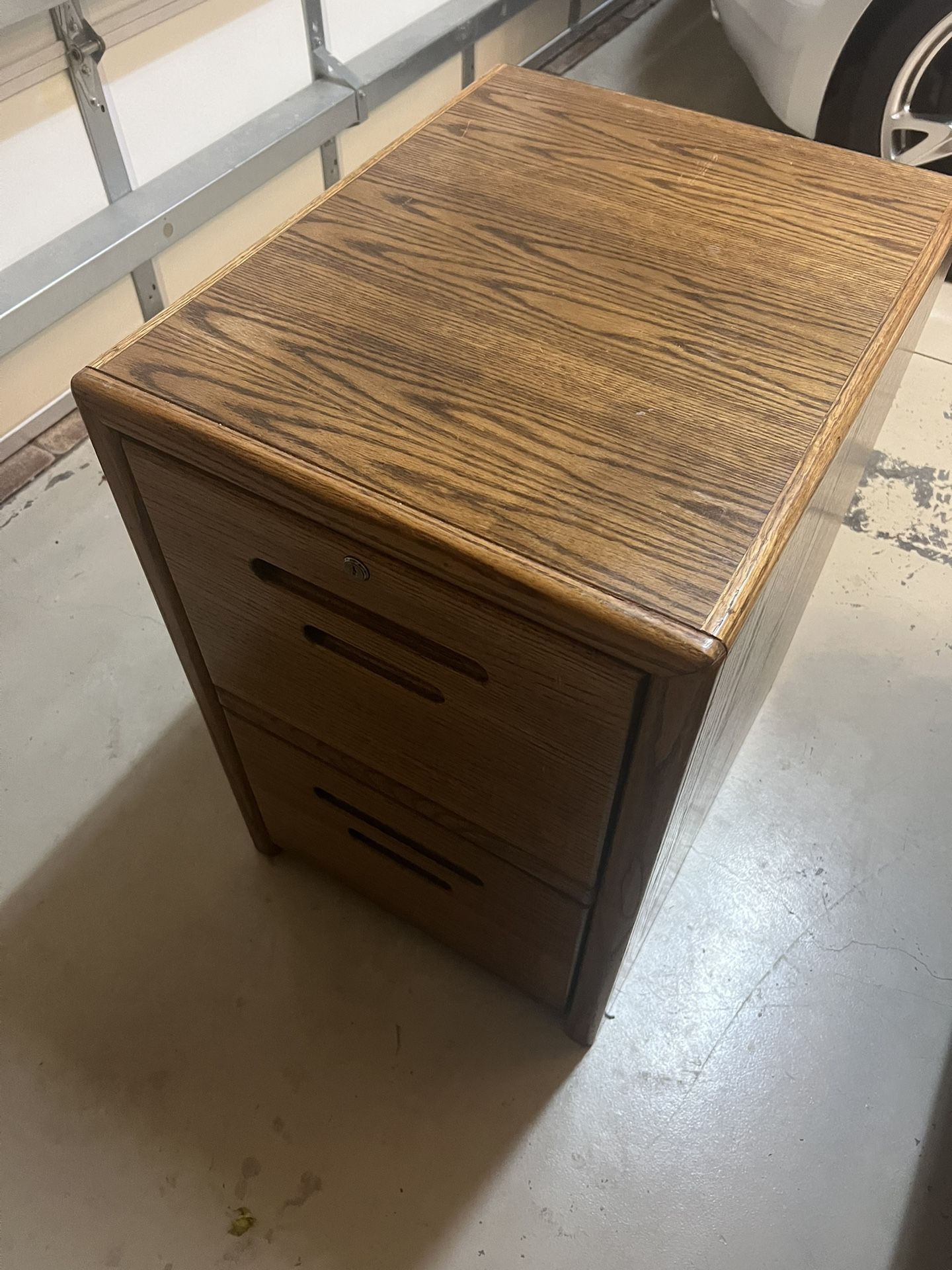 Two Drawer File Cabinet Oak Real Wood