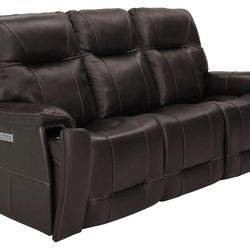 Leather Three Seat Power Sofa w/Power Headrest & Lumbar