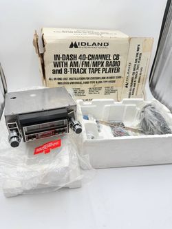 NOS Midland 63-545 40 Channel CB AM/FM MPX Radio 8-Track Tape Player Complete In Box Rare