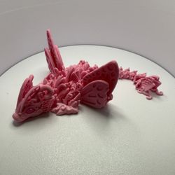 Baby Butterfly Dragon 3D Printed Hand Painted Eyes Pink Filament