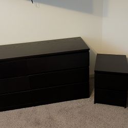 IKEA MALM 6-drawer dresser with 2 Night Stand drawer chestnut  