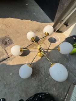 Caserti Gold Sputnik Chandelier Modern Ceiling Light 6 Glass Globe Lights Mid Century Modern Chandelier