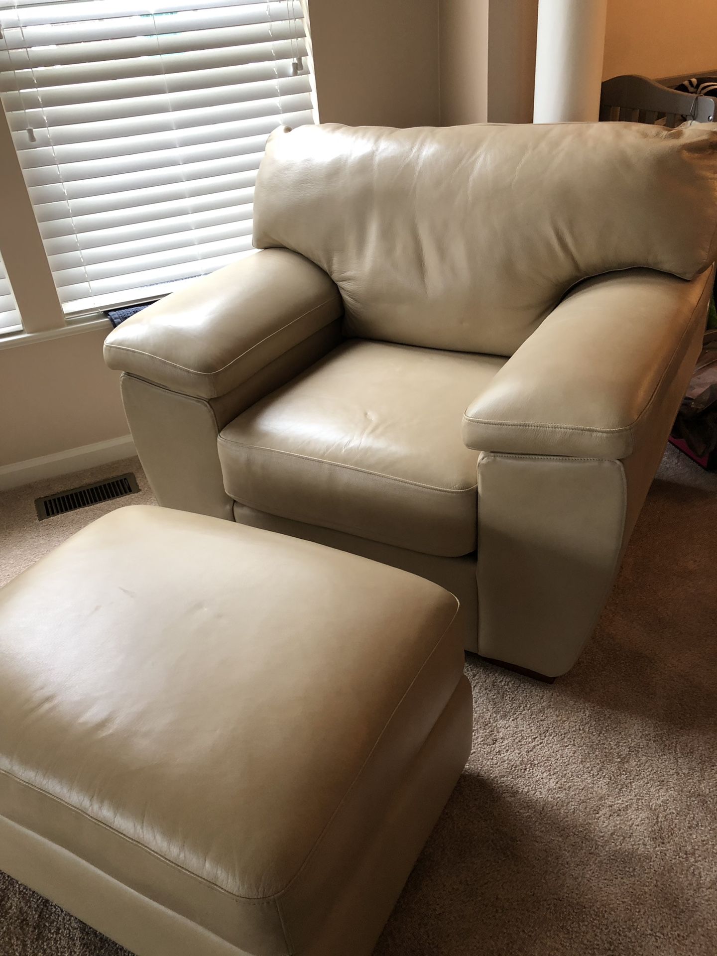 Laz-e-boy leather sofa and over sized chair and ottoman. Great condition. Ready for pick up November 6