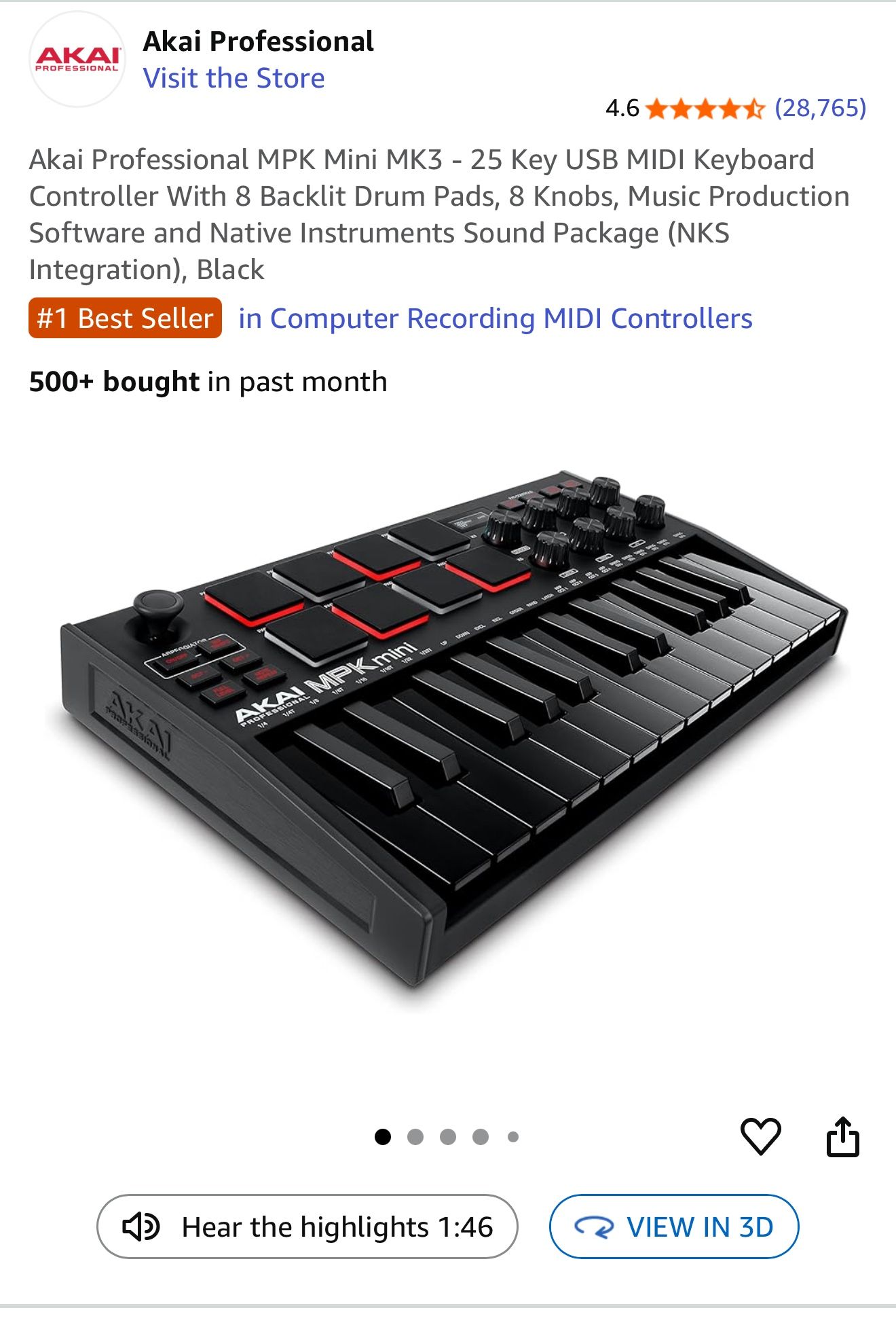 Akai Professional MPK Mini MK3 - BLACK