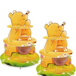 2 Pack Winnie Baby Shower Decorations Birthday Cupcake Stand