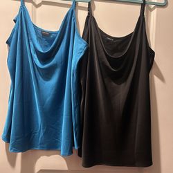 Torrid 2 Black And Teal Cowl Neck 