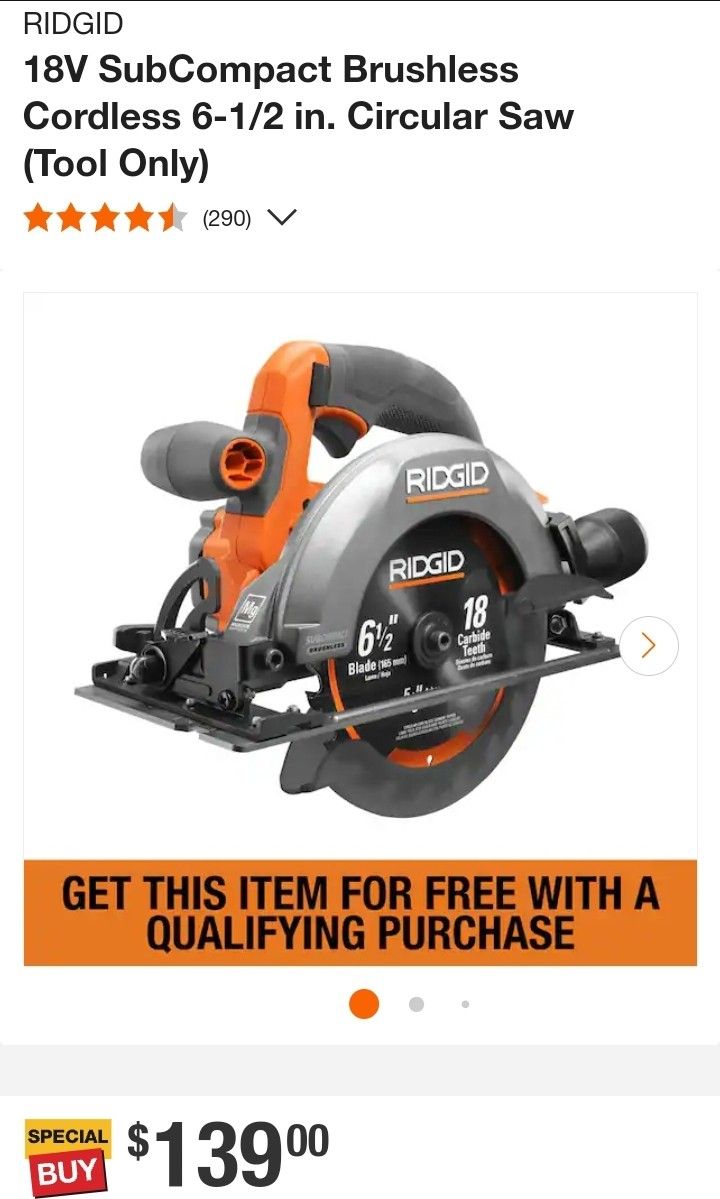 18V SubCompact Brushless Cordless 6-1/2 in. Circular Saw (Tool Only)