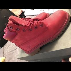 Red Timberlands size 4y