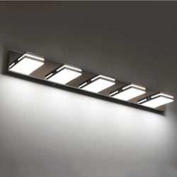 0612: New LED Modern Bathroom Vanity Light Fixtures (5-Light, 40-Inch, Dimmable), Chrome Modern Acrylic Bathroom Wall Lighting Fixtures Over Mirror (C