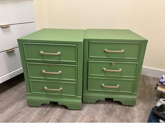 Pair of Wood Side Tables with Drawers