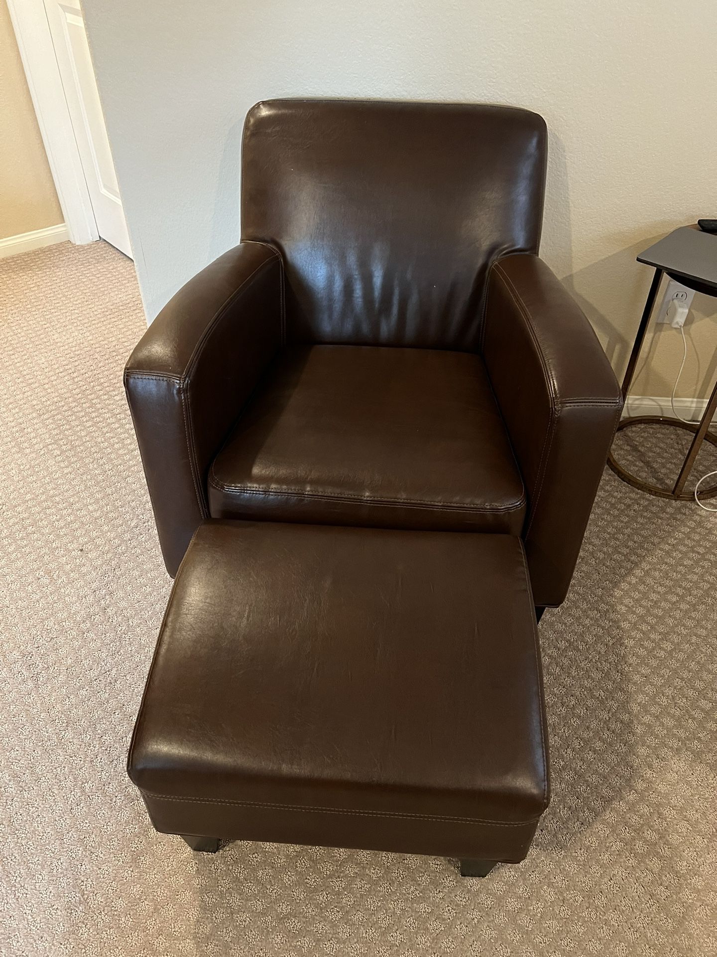 Ikea Leather chair with Ottoman 