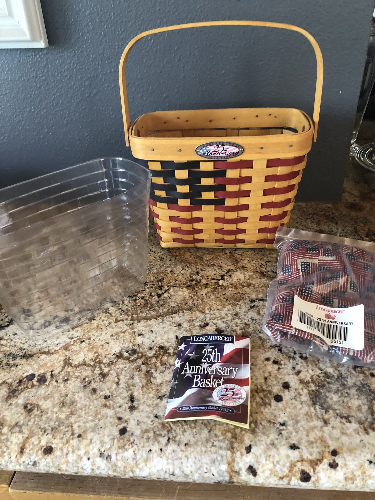 Longaberger Vintage Collectible NWT 1998 25th Anniversary Flag Basket Combo