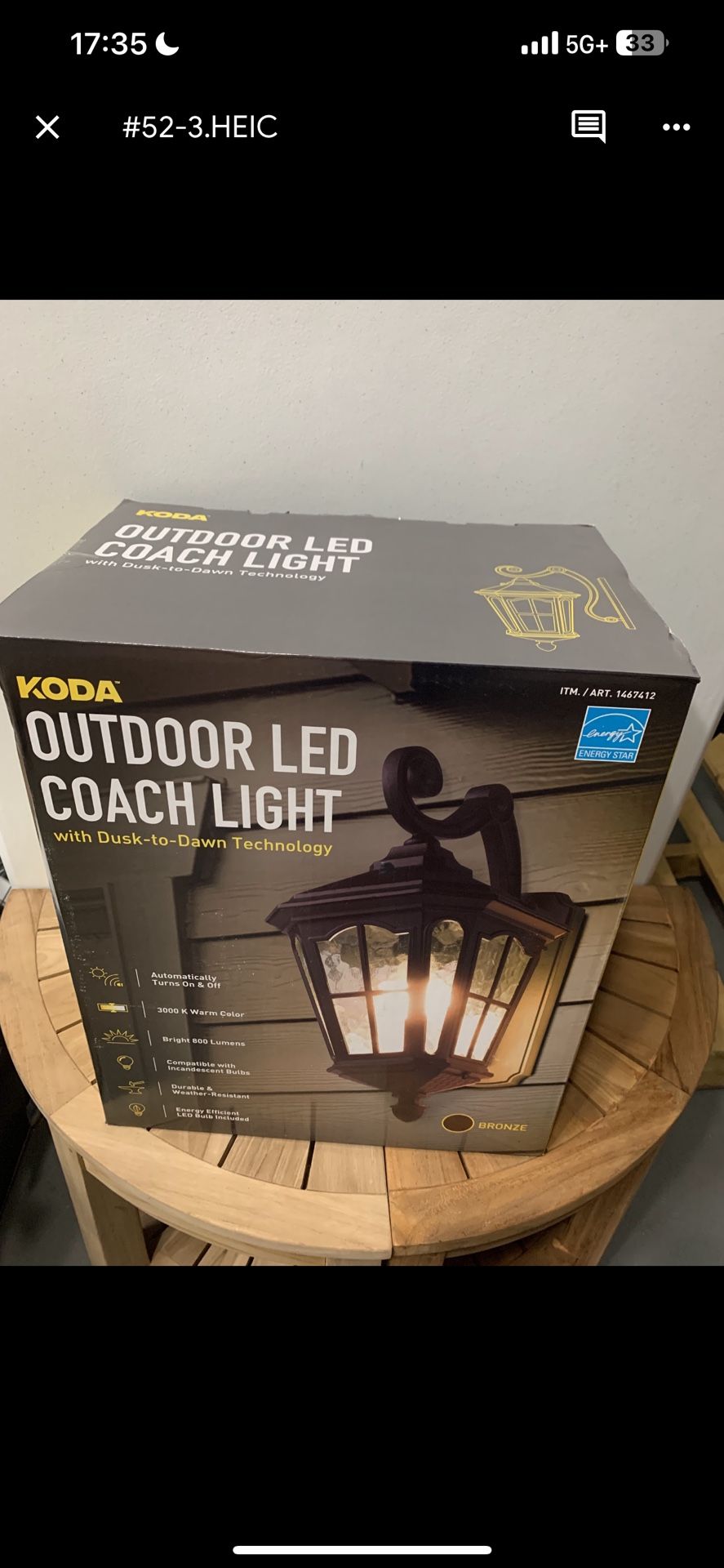 KKoda Outdoor 19” LED Wall Lantern - Oil Rubbed Bronze w/Light Sensor