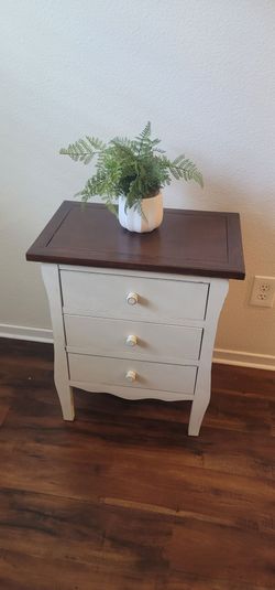 Nightstand cream with wood color top