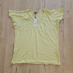 NWT Supima Cotton Michael Stars Jana Scoop NK Flutter SLV Top in Celery Size OS