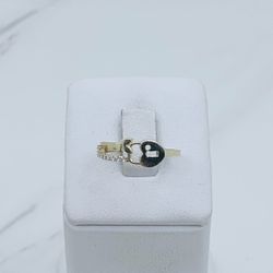 ❤️ 10k gold ring minimalist stackable band Women’s ❤️ Heart lock   ❤️ Size 7 ❤️  Anillo Oro Corazon Candado 