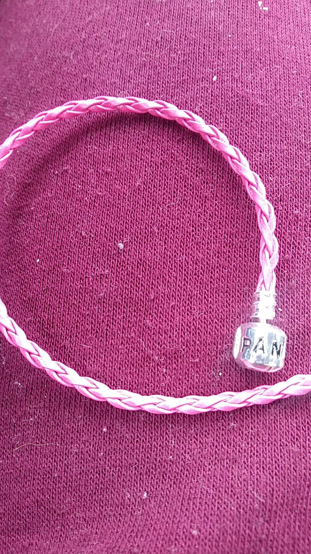 Pandora style pink leather bracelet