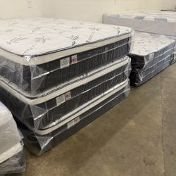 12” Queen Bamboo Orthopedic Pillow Top Mattress And Boxspring!