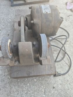 Belt Driven Grinder with motor Classic Vintage Antique Tools Metal wood