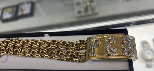 Chino link 14kt 145.1 Grms diamonds on initials