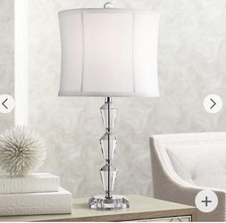 Two 23” Crystal Table Or Bedside Lamps