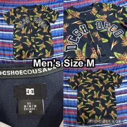 DC SHOE CO Baseball Hawaiian Jersey Men's Size Medium Skateboard Button