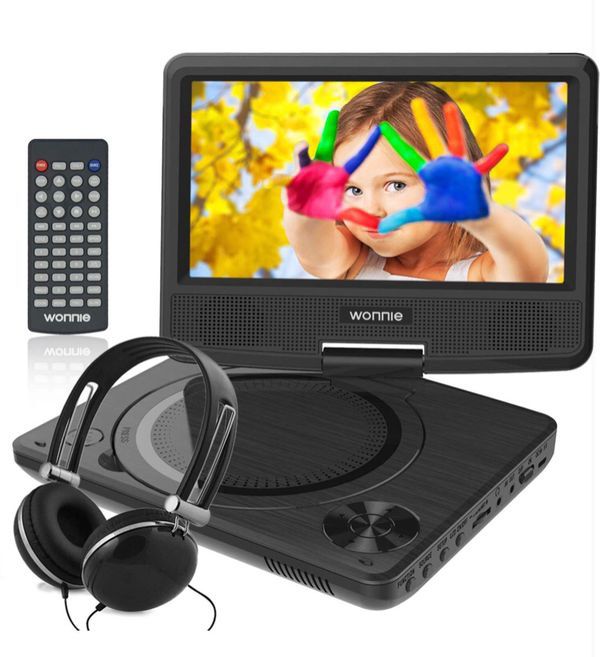 7.5 Inch Portable DVD Player with Swivel Screen, USB / SD Slot and 4 Hours Rechargeable Battery, Perfect Gift for Kids ( Black )