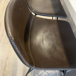 3 brown, leather counter height, stools