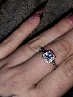 Sterling Silver Moissanite Halo Ring