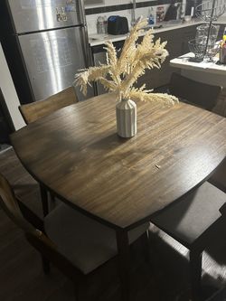 Dining Table And 4 Chairs (Wood /Brown)