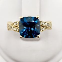 14k gold london blue topaz ring