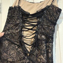 Black Nude Lace Dress, Size Medium 