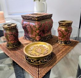 Popular Bath "Ambrosia Rust" 4-Piece Resin Bathroom Accessory Set