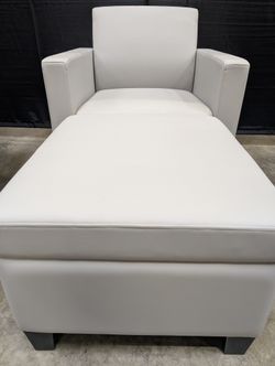 Contemporary Light Grey Armchair and Ottoman Set