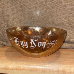 Vtg. EGG NOG Set Punch Bowl Jeannette Marigold Carnival Glass 6 Cups, Bowl