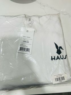 Mens NEW Large White HAUS Graphic Hoodie
