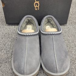 UGG Tasman Dark Grey Suede Sheepskin Braid Classic Men's Slippers Size 12