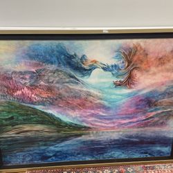 Beautiful Wood Framed Canvas Painting “Cosmos” 