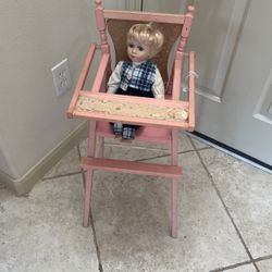 Vintage Porcelain Doll Vintage Baby Doll High Chair 